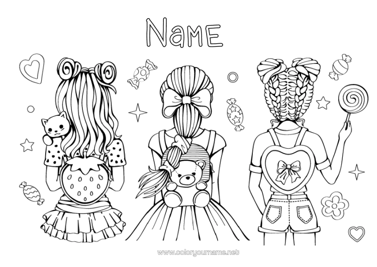 Colouring page to print Sweets Girl Friend, Friend (Female)