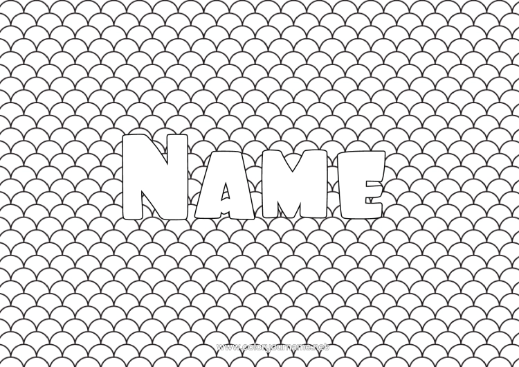 Colouring page to print Sea Decorated Name Zentangle Geometric Shapes Decorative Background