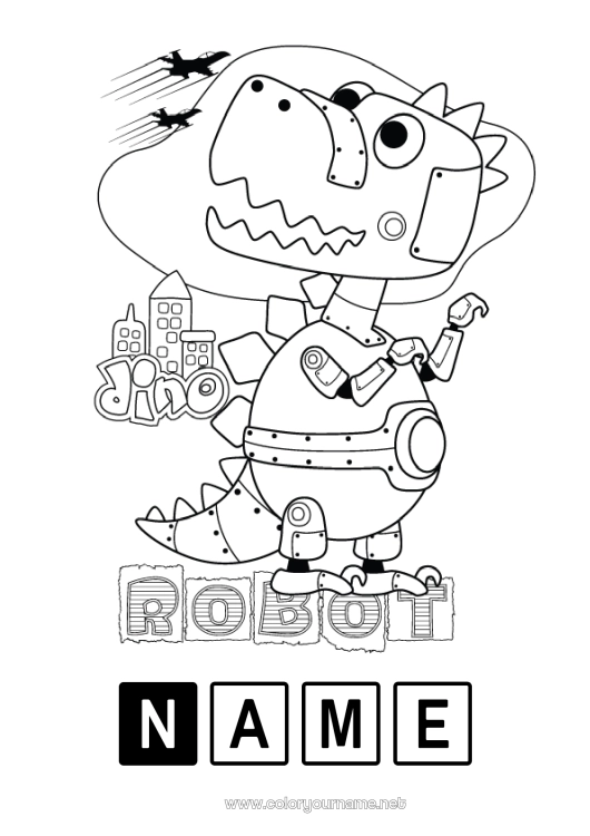 Coloring page to print Robot Dinosaurs