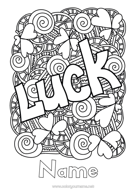 Colouring page to print Mandala Fortune Clover
