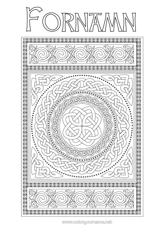 Färgläggningssida att skriva ut Mandala Irland Sankt Patriks fest Komplexa målarbilder Keltisk