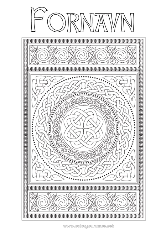 Fargeleggingssiden til utskrift Mandala Irland St. Patricks festdag Komplekse fargelegginger Keltisk