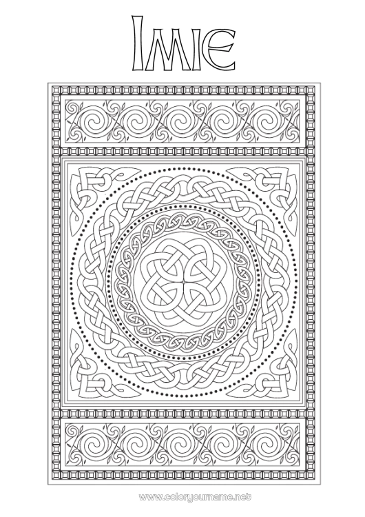 Kolorowanka do wydruku Mandala Irlandia Święto Świętego Patryka Złożone kolorowanki Celtycki