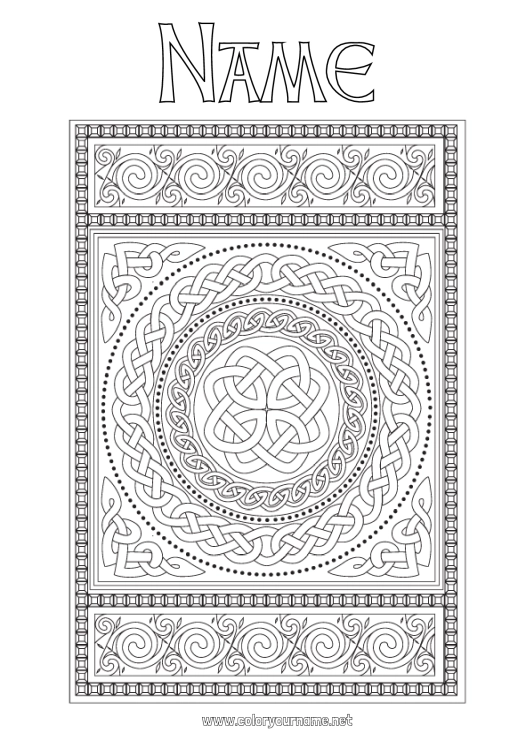 Coloring page to print Mandala Ireland Saint Patrick's Day Complex coloring pages Celtic