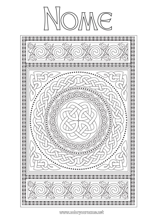 Pagina da colorare da stampare Mandala Irlanda Festa di San Patrizio Colorazioni complesse Celtico