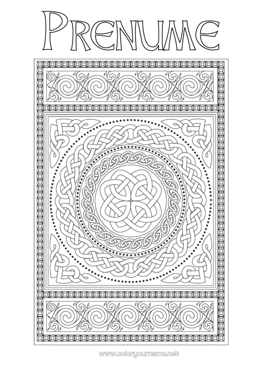 Pagină de colorat de imprimat Mandala Irlanda Sărbătoarea Sfântului Patrick Desene de colorat complexe Celtic