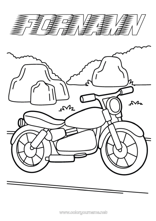 Färgläggningssida att skriva ut Fordon Motorcykel Tvåhjuliga fordon
