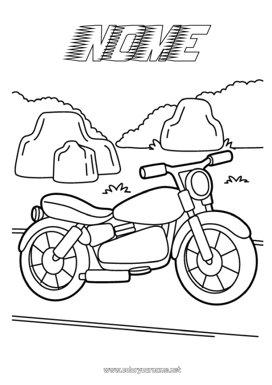 Página de desenho para imprimir Veículos Motocicleta Veículos de duas rodas