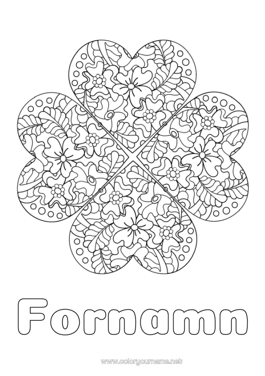 Färgläggningssida att skriva ut Blommor Mandala Klee Komplexa målarbilder Zentangle