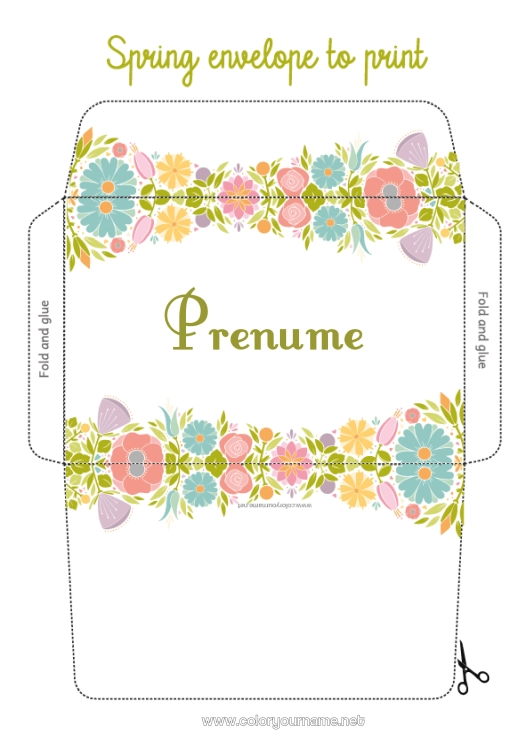 Pagină de colorat de imprimat Flori Primăvară Plic de imprimat