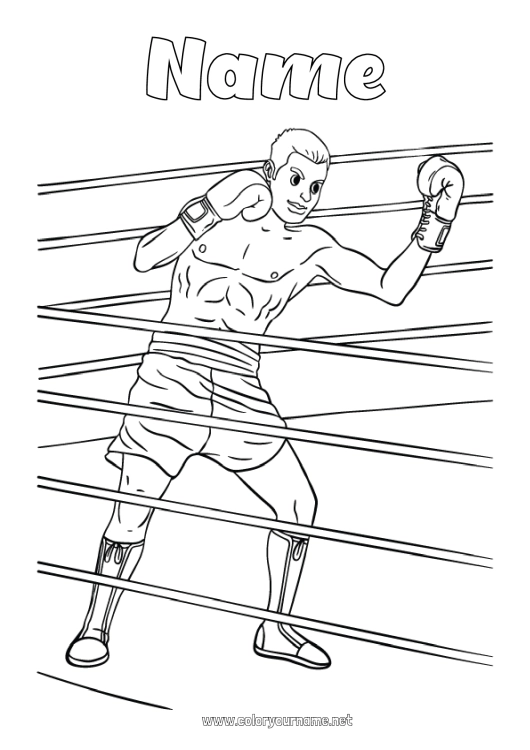 Coloring page to print Sport Combat sports Boxing Combat