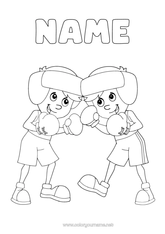 Colouring page to print Sport Combat Sports Boxing Combat