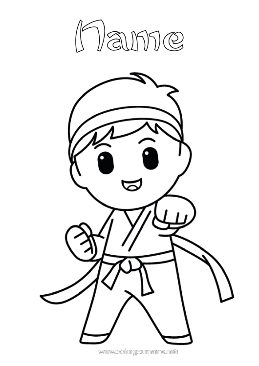 Colouring page to print Sport Kimono Easy Colouring Pages Combat Sports Karate