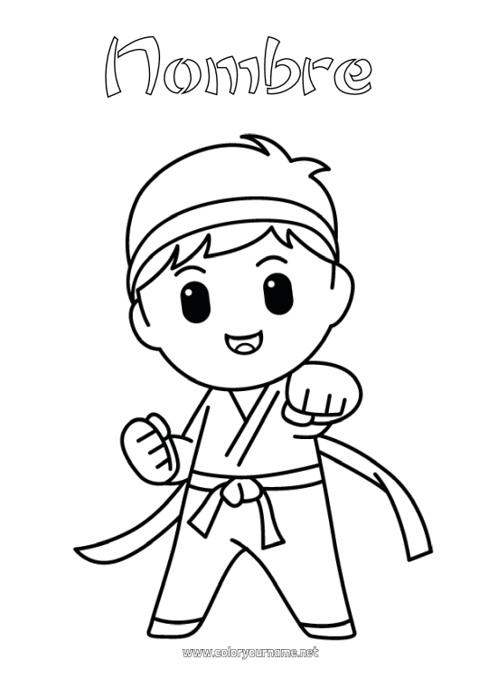 Dibujo para colorear para imprimir Sport Kimono Dibujos fáciles para colorear Deportes de combate Karate