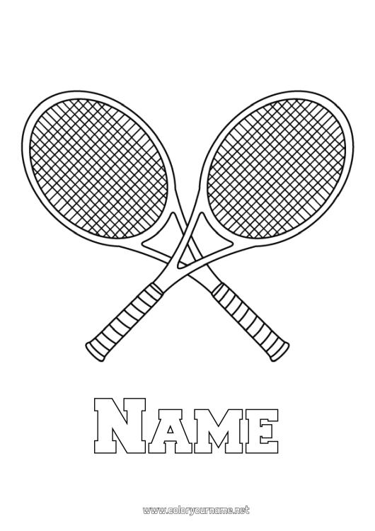 Coloring page to print Tennis Racket sports Racket