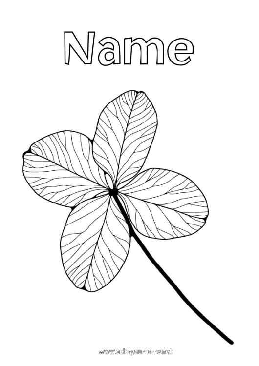 Coloring page to print Leaves Luck Clover