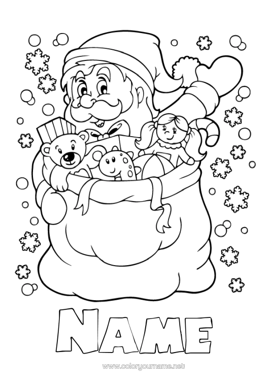 Colouring page to print Father Christmas Christmas Hood Toys Games And Toys
