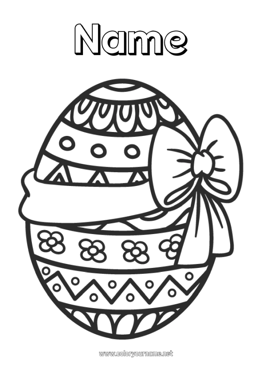 Coloring page to print Spring Children's activities Easter eggs Easter Big easter egg