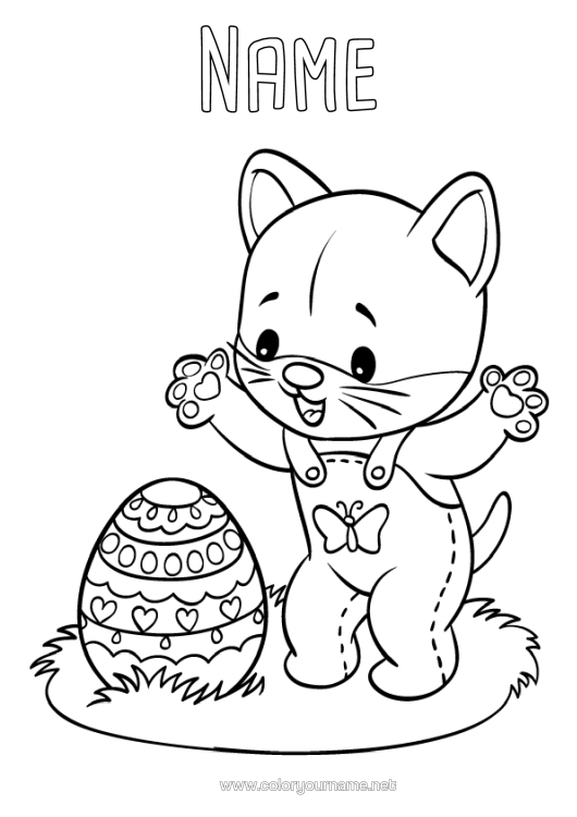 Colouring page to print Cat Animal Easter Eggs Easter Large Easter Egg Dogs And Cats