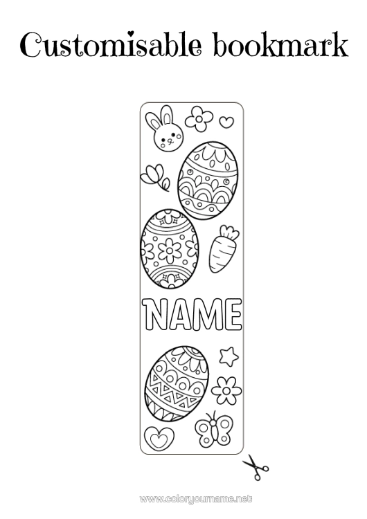 Colouring page to print Cute Spring Children's Activities Easter Eggs Easter Bookmark