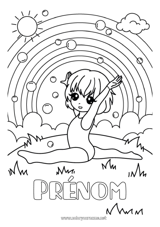 Coloriage à imprimer Sport Fille Arc en ciel Gymnastique Sports artistiques