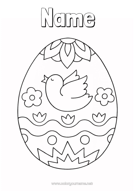 Colouring page to print Bird Easter Eggs Easter Large Easter Egg Birds And Flying Mammals