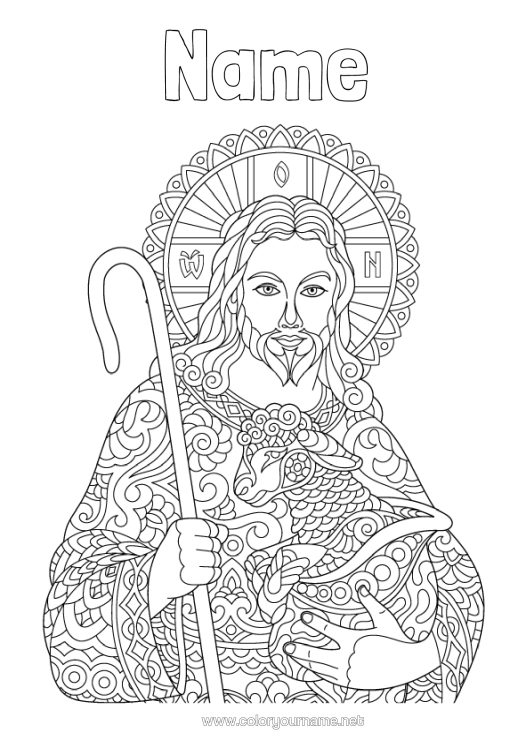 Colouring page to print Sheep Mandala Easter Farm Animals Lamb