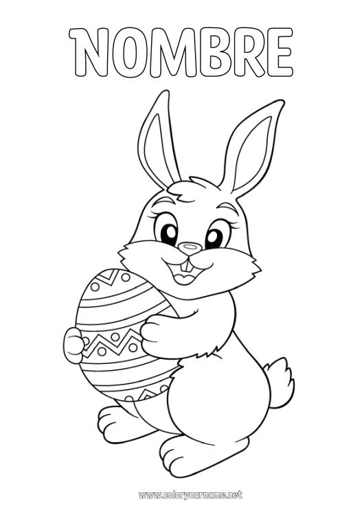 Dibujo para colorear para imprimir Conejo Animales Huevos de Pascua Pascua de Resurrección Animales del bosque