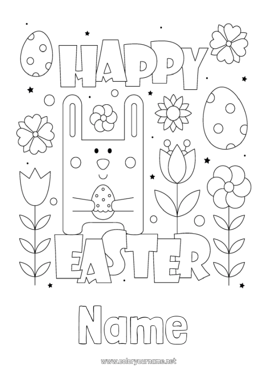 Coloring page to print Bunny Easter eggs Easter 