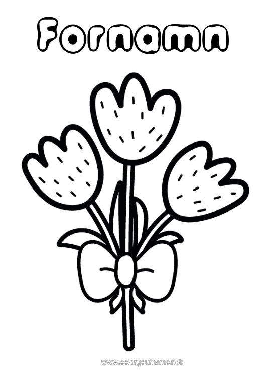 Färgläggningssida att skriva ut Blommor Vår Tulpan