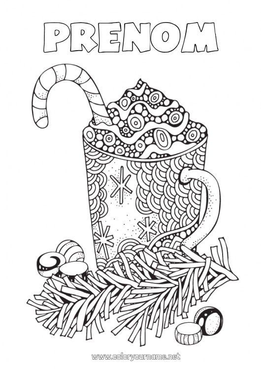 Coloriage à imprimer Hiver Noël Tasse Boisson