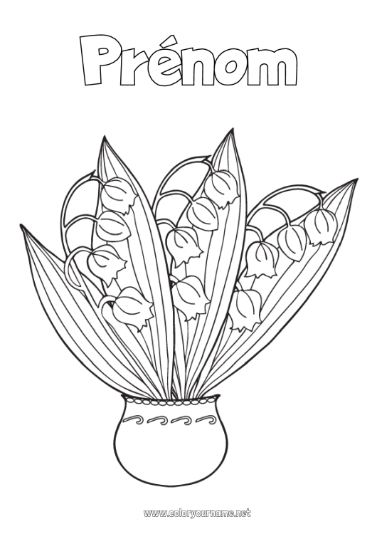 Coloriage à imprimer Fleurs Printemps Muguet 1er mai Bouquet