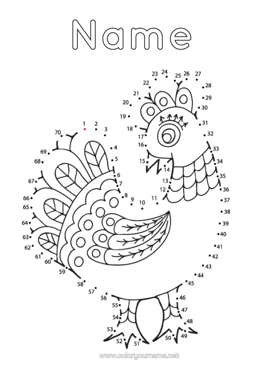 Colouring page to print Figure Hen Children's Activities Animal Connecting Points Farm Animals Connect The Numbers