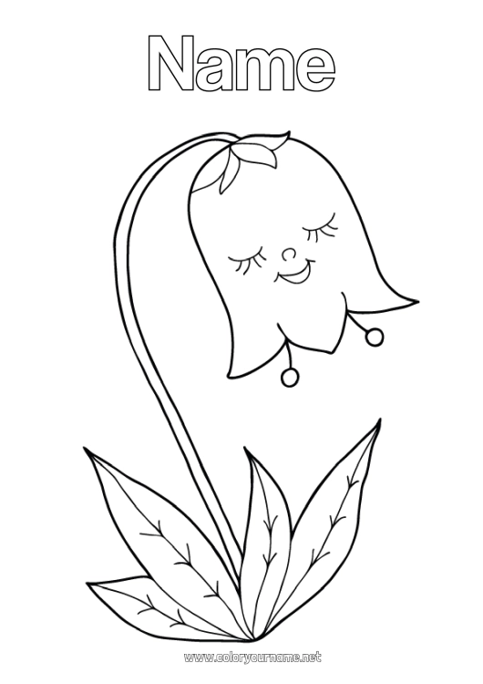 Coloring page to print Flowers Spring Lily of the valley 1st may