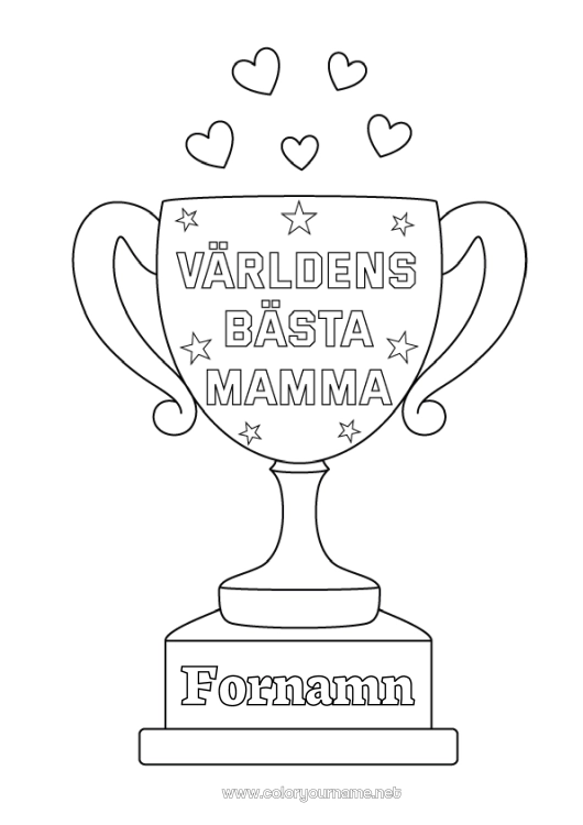 Färgläggningssida att skriva ut Mamma Kopp, trofé, medalj Tävlingar och utmärkelser