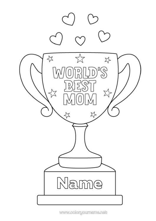Colouring page to print Mum Cup, Trophy, Medal Competitions And Awards