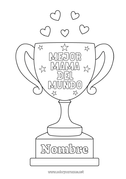 Dibujo para colorear para imprimir Mamá Copa, trofeo, medalla Competitions and Rewards