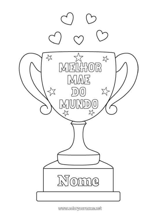 Página de desenho para imprimir Mamãe Copa, troféu, medalha Competições e Prêmios