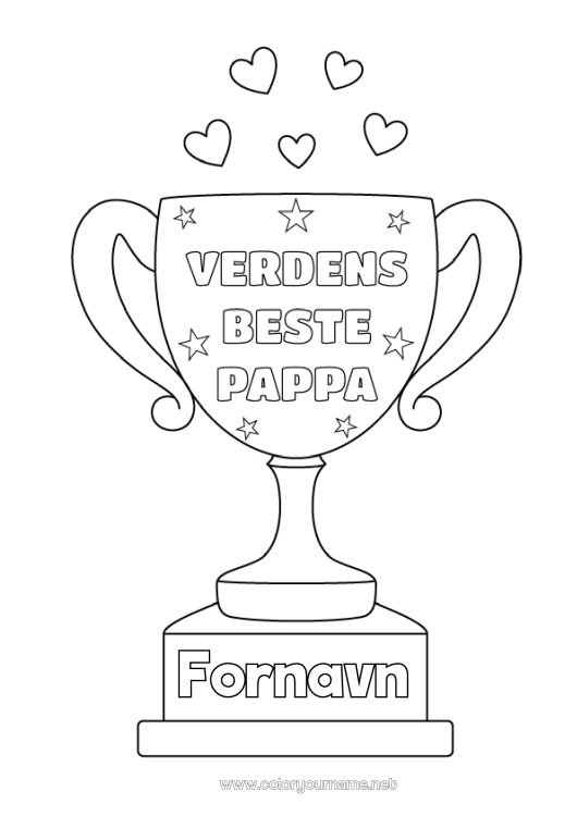 Fargeleggingssiden til utskrift Pappa Kopp, trofé, medalje Konkurranser og priser