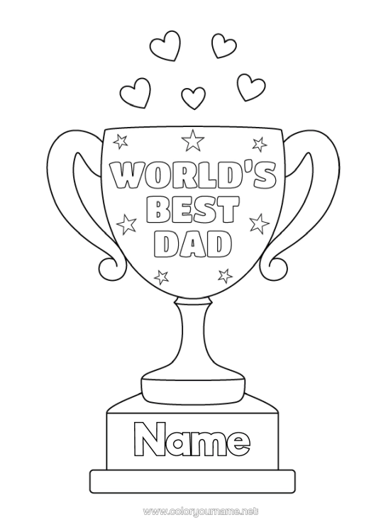 Colouring page to print Dad Cup, Trophy, Medal Competitions And Awards