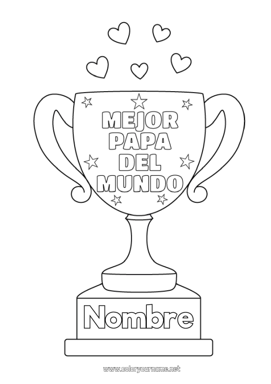 Dibujo para colorear para imprimir Papá Copa, trofeo, medalla Competitions and Rewards