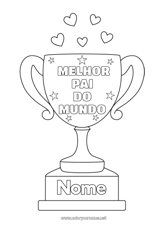 Página de desenho para imprimir Papai Copa, troféu, medalha Competições e Prêmios