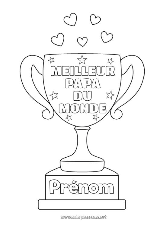 Coloriage à imprimer Papa Coupe, trophée, médaille Compétitions et récompenses