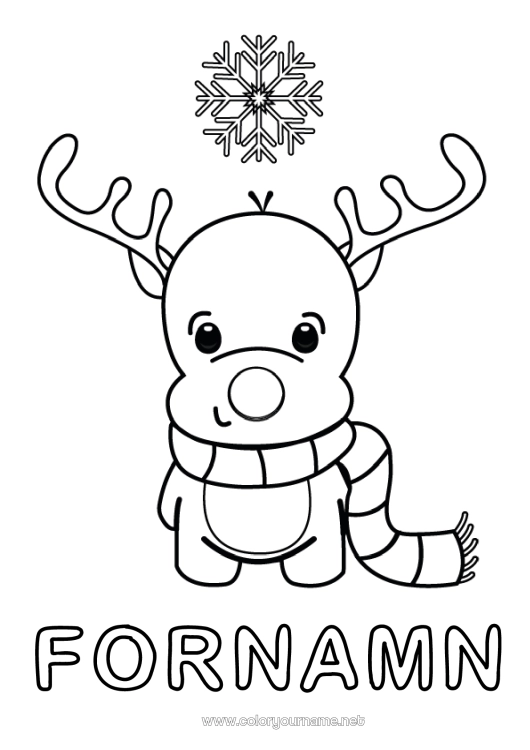 Färgläggningssida att skriva ut Vinter Ren Jul Djur Skogens djur