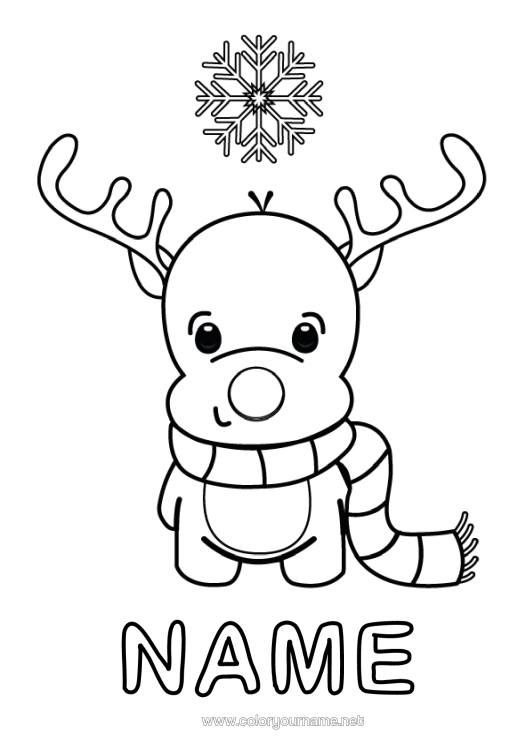 Colouring page to print Winter Reindeer Christmas Animal Forest Animals