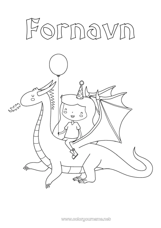 Fargeleggingssiden til utskrift Drage Prinsesse Dyr Drager, enhornede hester og fantastiske dyr Sant Jordi eller Sankt Georg