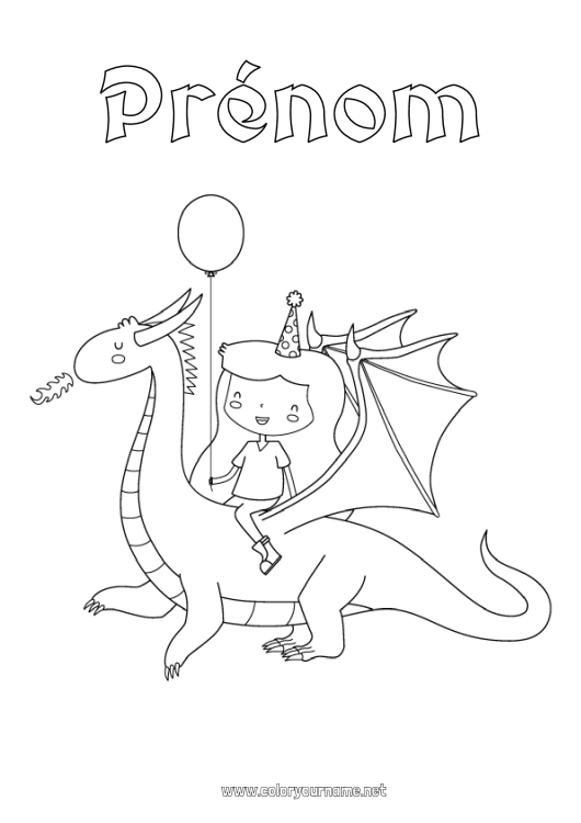 Coloriage à imprimer Dragon Princesse Dragons, licornes et animaux fantastiques Sant Jordi ou Saint George