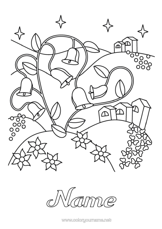Colouring page to print Bell Fortune Lily Of The Valley 1St May Bells