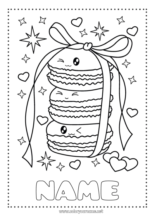 Coloring page to print Kawaii Treats Macaron