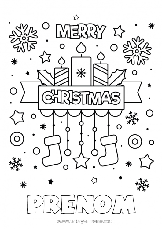 Coloriage à imprimer Bougie Noël Chaussette de Noël 